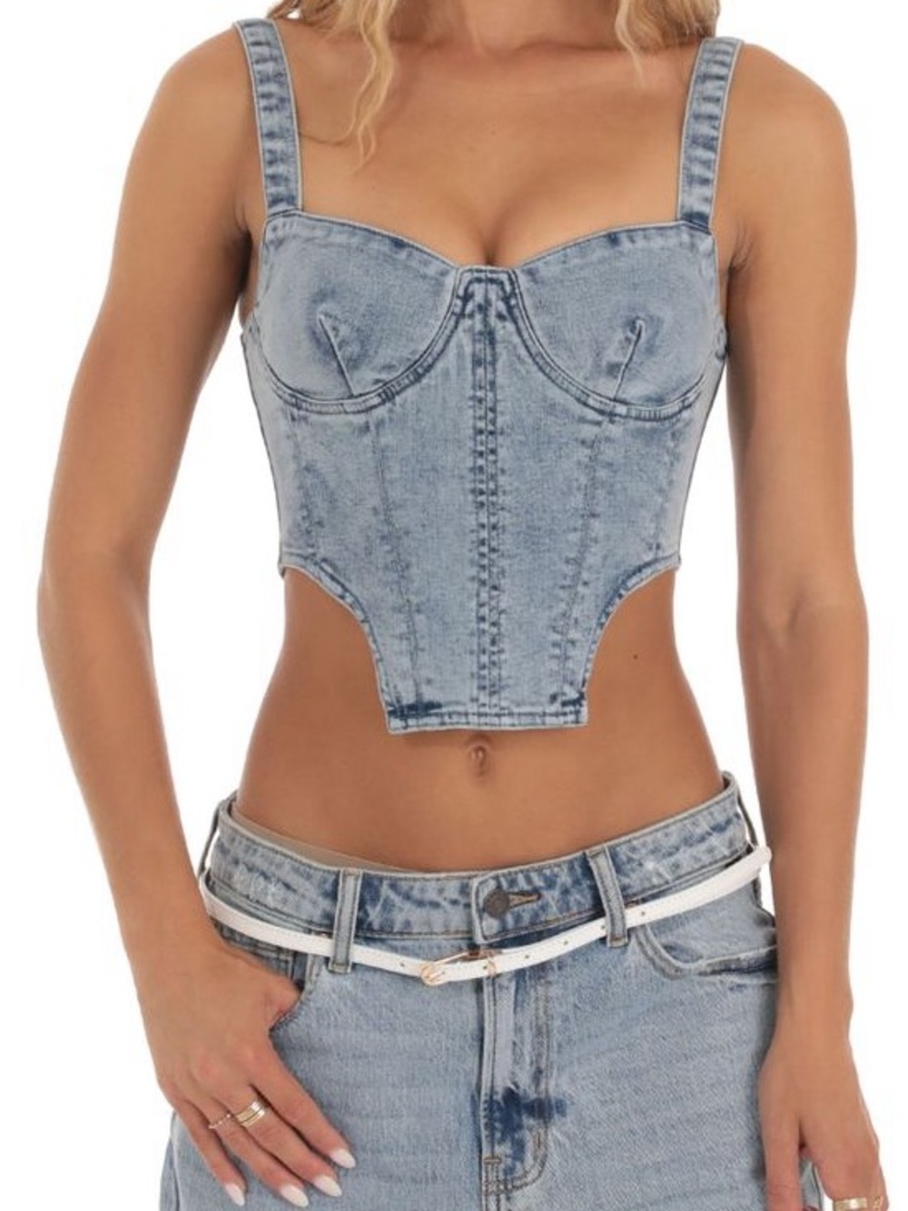 NEW Light Wash Denim Corset Top